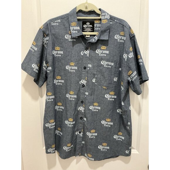 Corona Extra XL Button Down Heather Grey Vacation BBQ Casual - Picture 1 of 8
